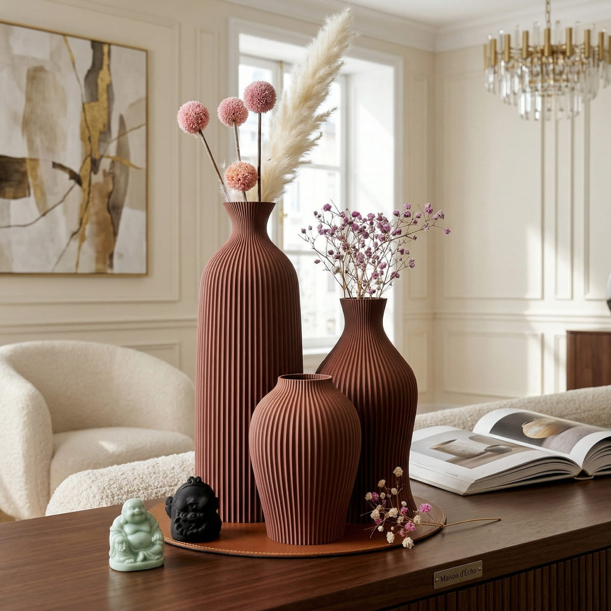 Trio de vases design en plastique