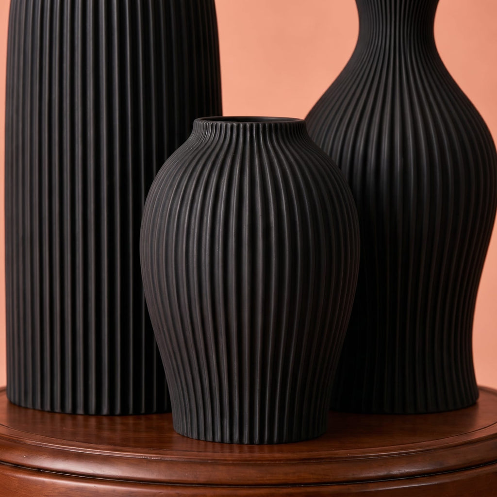 Trio de vases design texturés