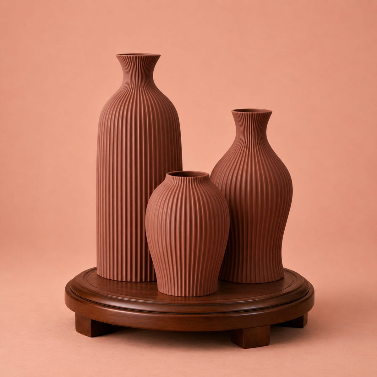 Trio de vases design texturés
