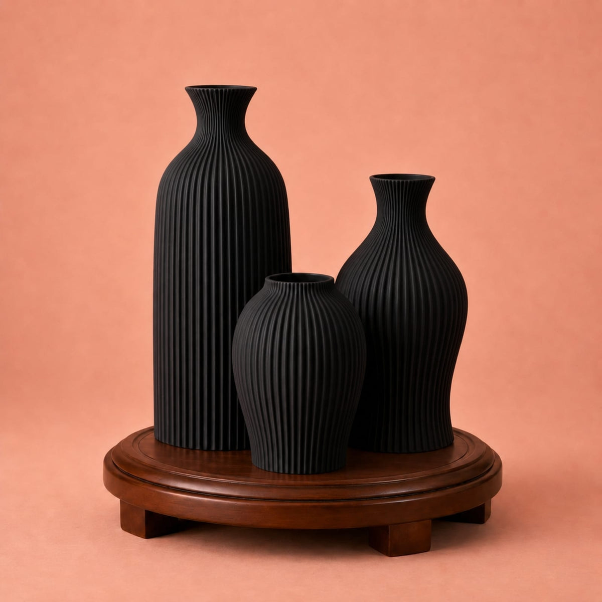 Trio de vases design texturés