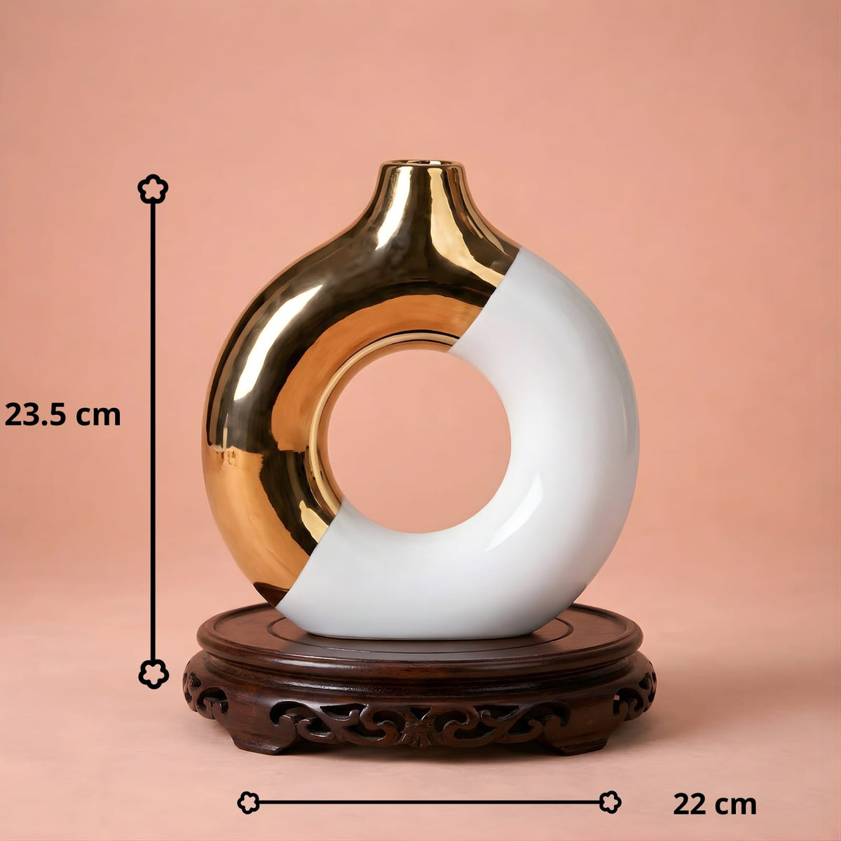 Vase à fleurs en céramique de luxe | Design nordique doré