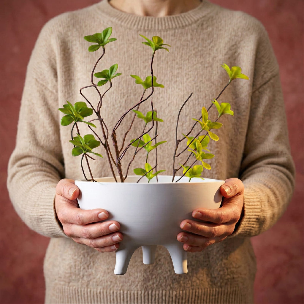 Vase à fleurs en céramique tripode | Pot décoratif moderne