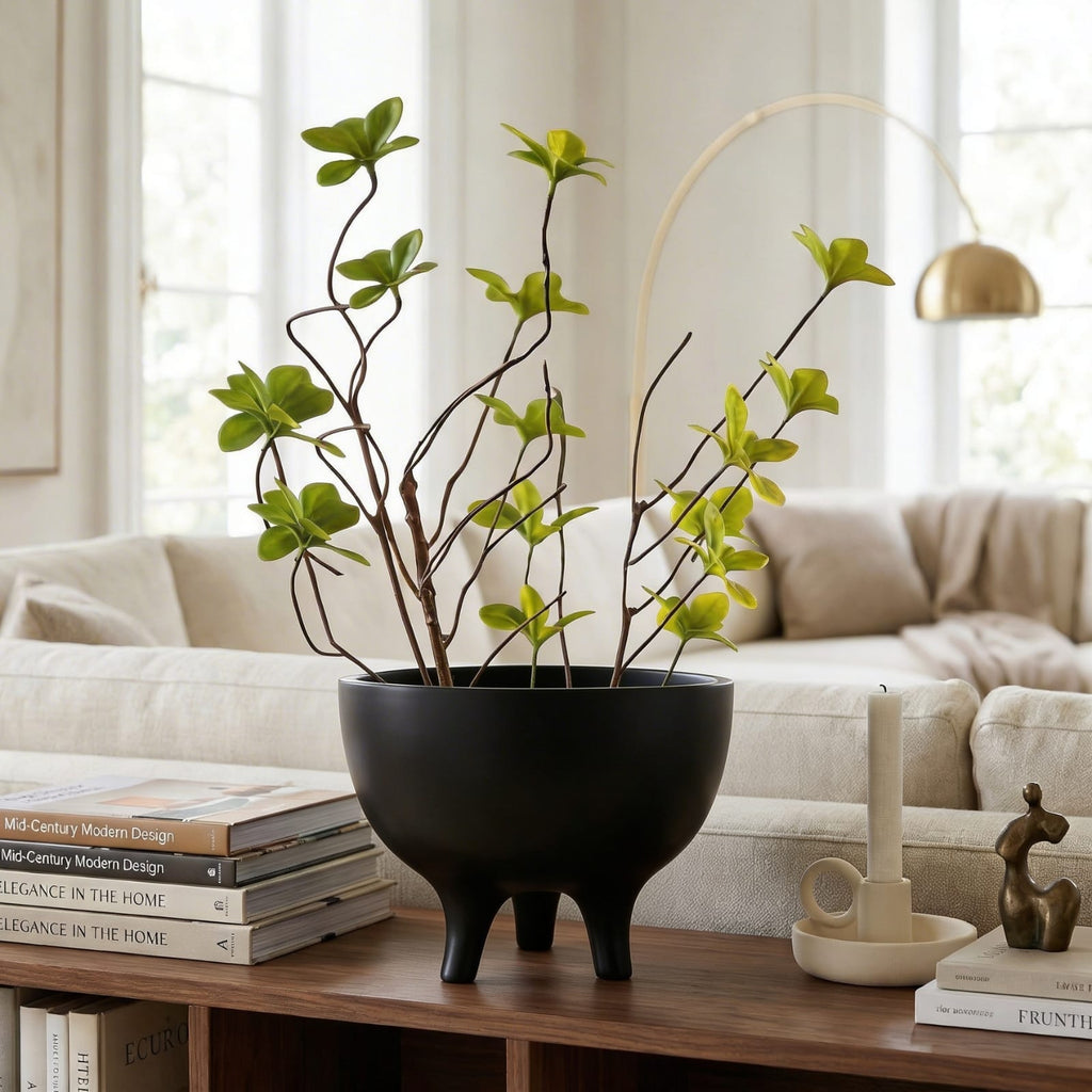 Vase à fleurs en céramique tripode | Pot décoratif moderne