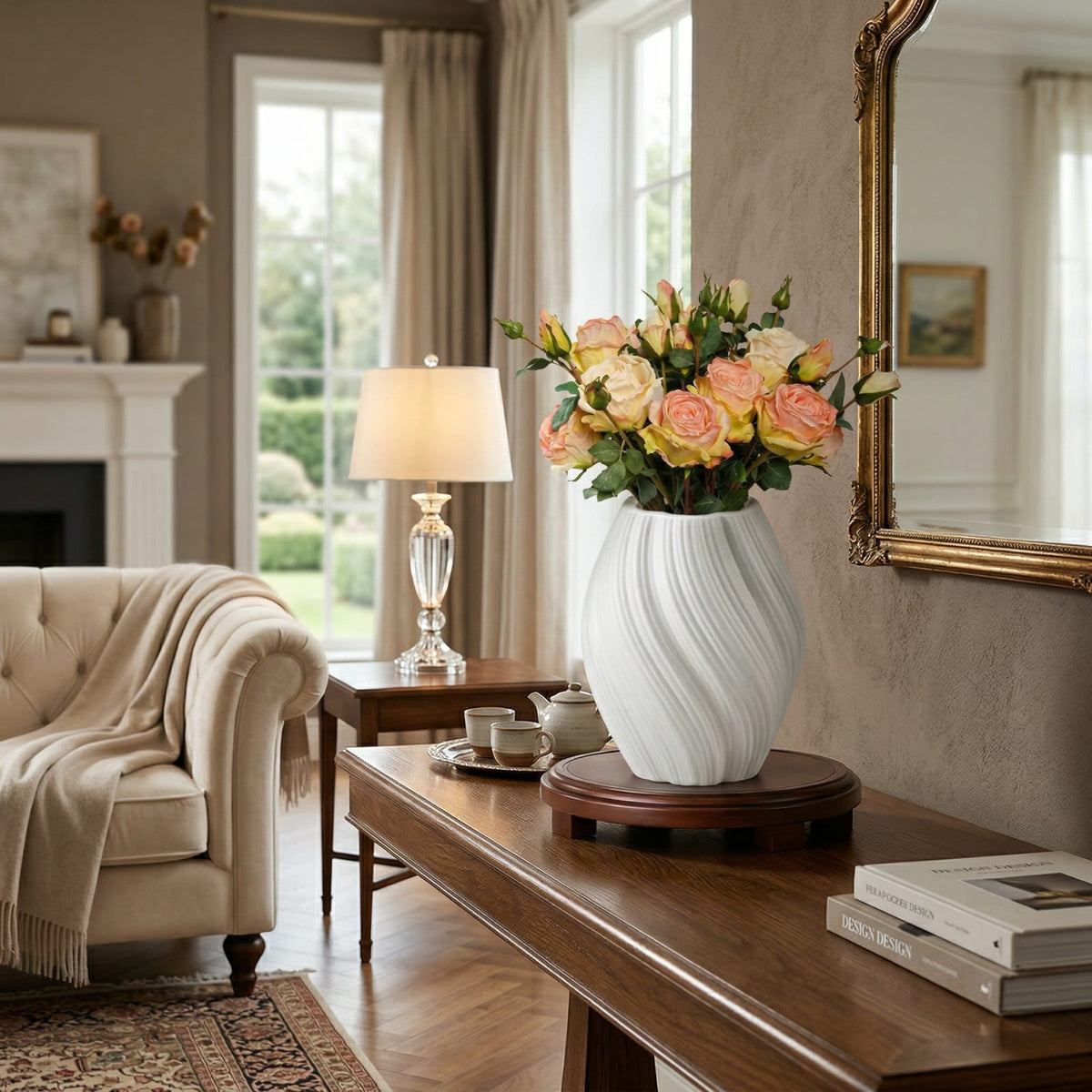 Vase blanc forme ronde et moderne en plastique