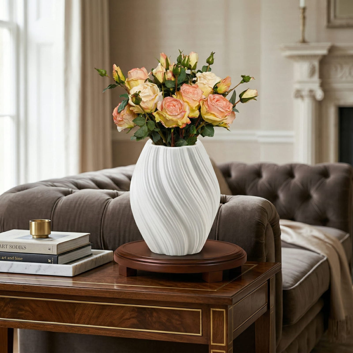 Vase blanc forme ronde et moderne en plastique
