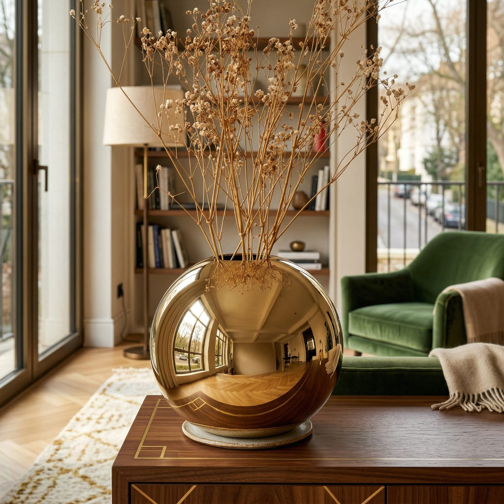 Vase boule doré en céramique