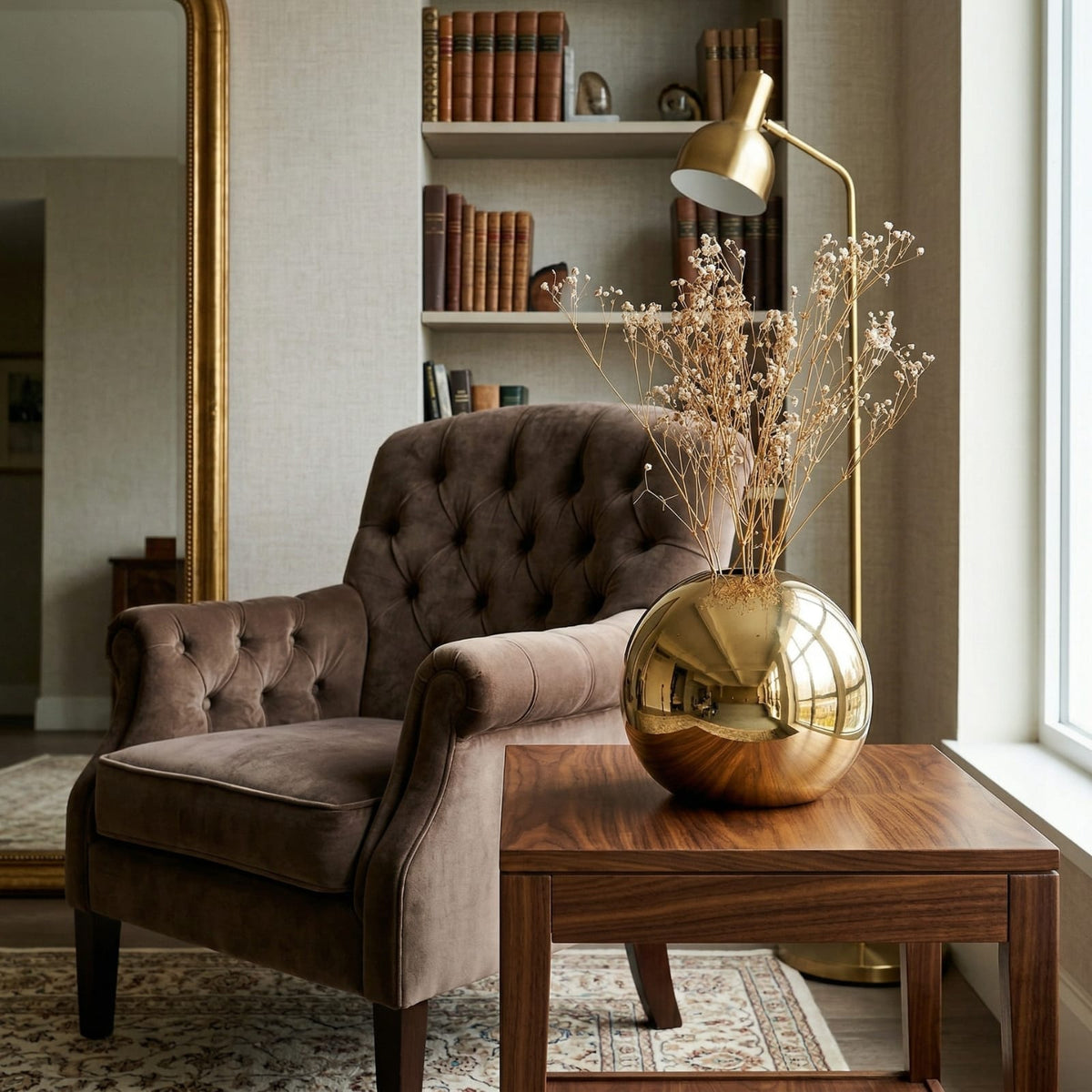 Vase boule doré en céramique