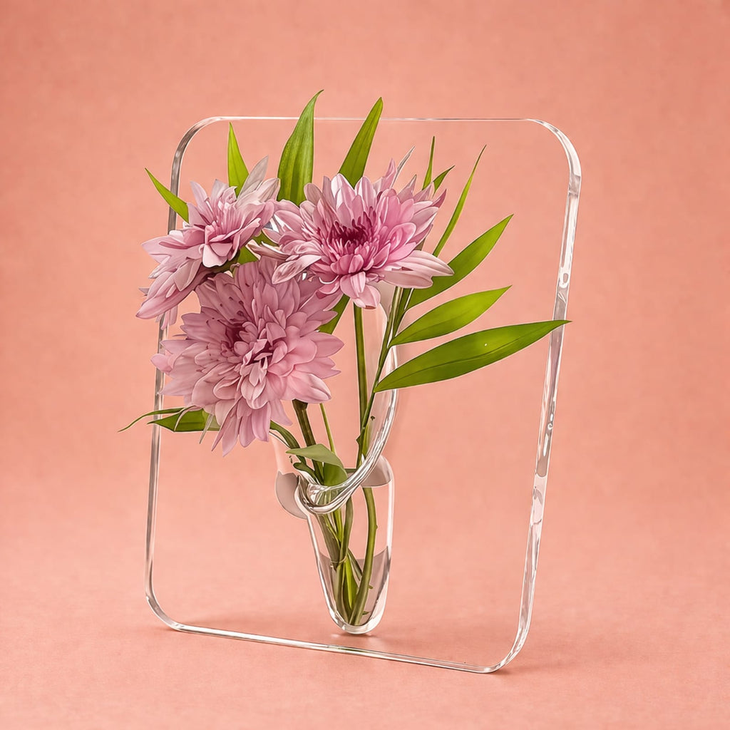 Vase cadre à fleurs transparent en acrylique