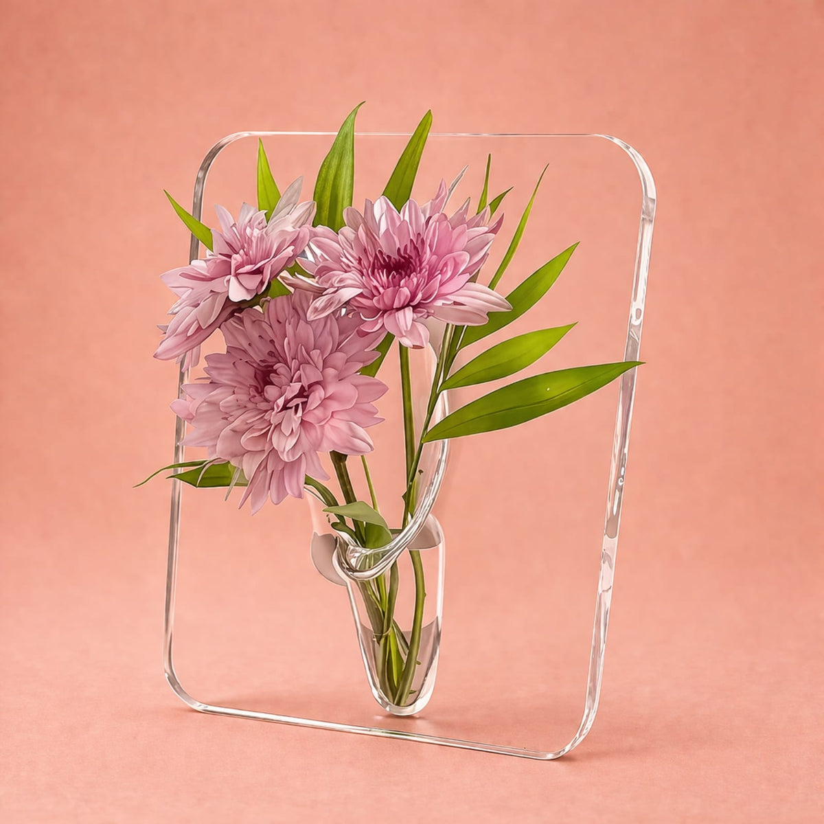 Vase cadre à fleurs transparent en acrylique