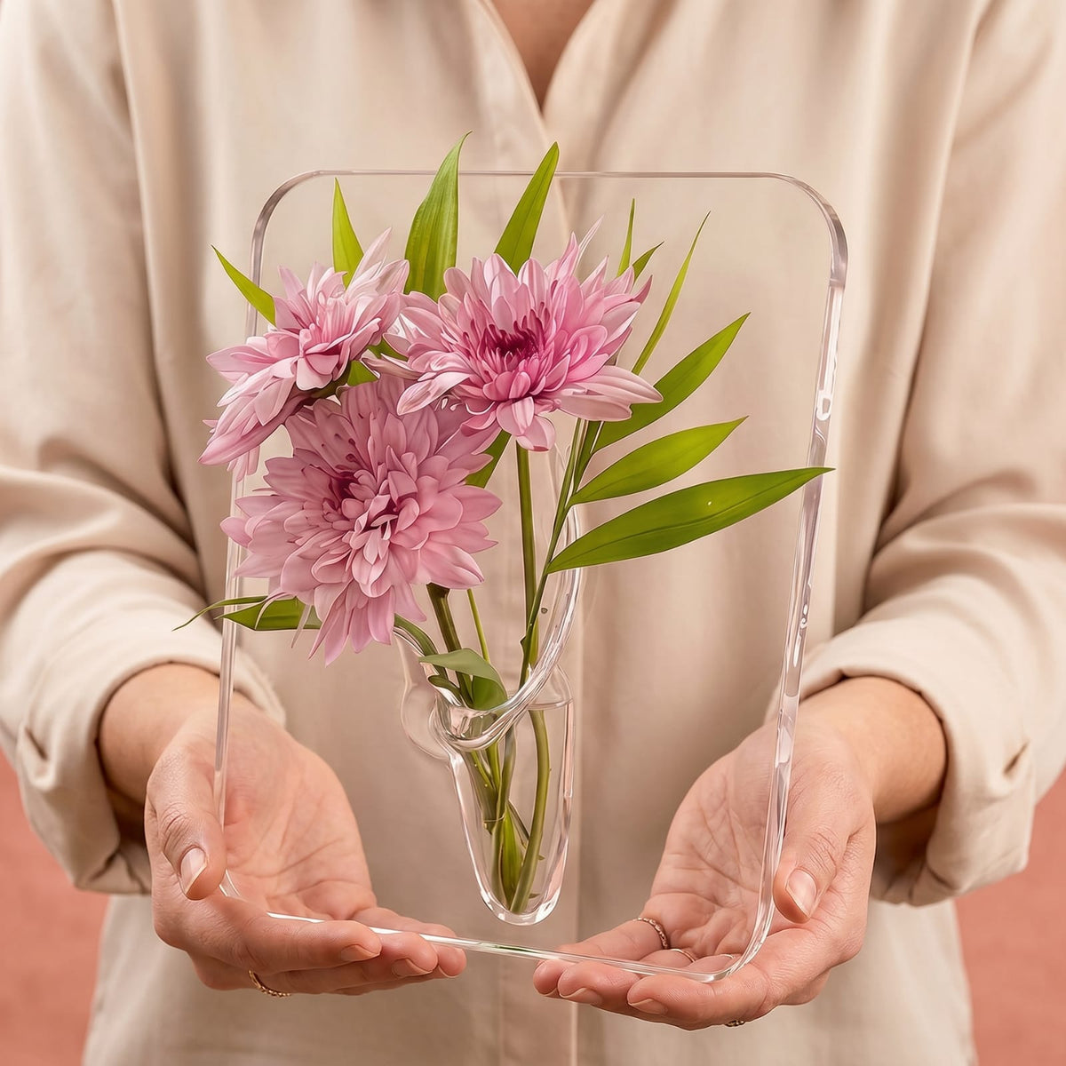 Vase cadre à fleurs transparent en acrylique