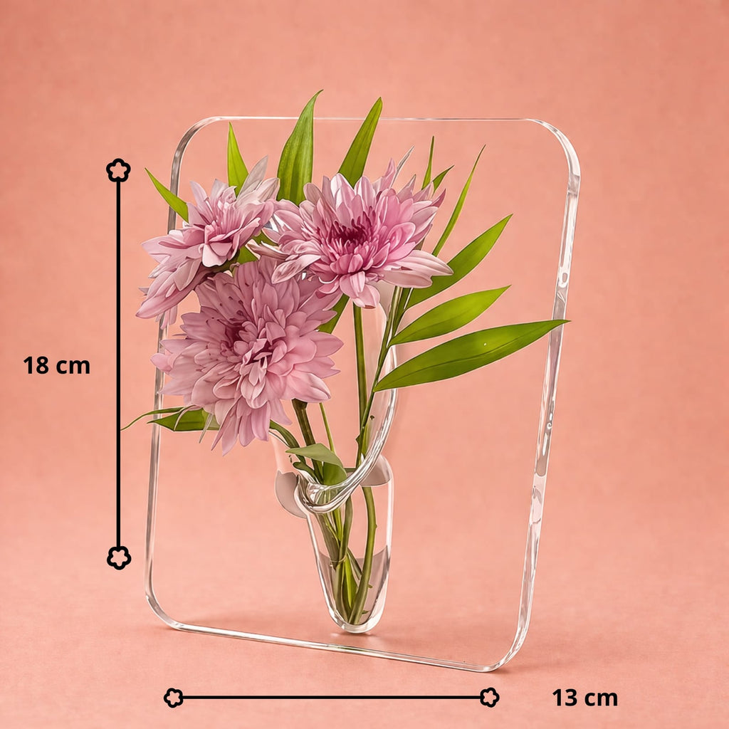 Vase cadre à fleurs transparent en acrylique