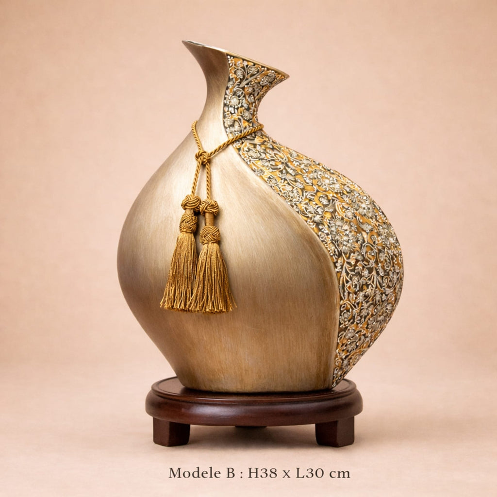 Vase céramique design doré | Décoration intérieure élégante