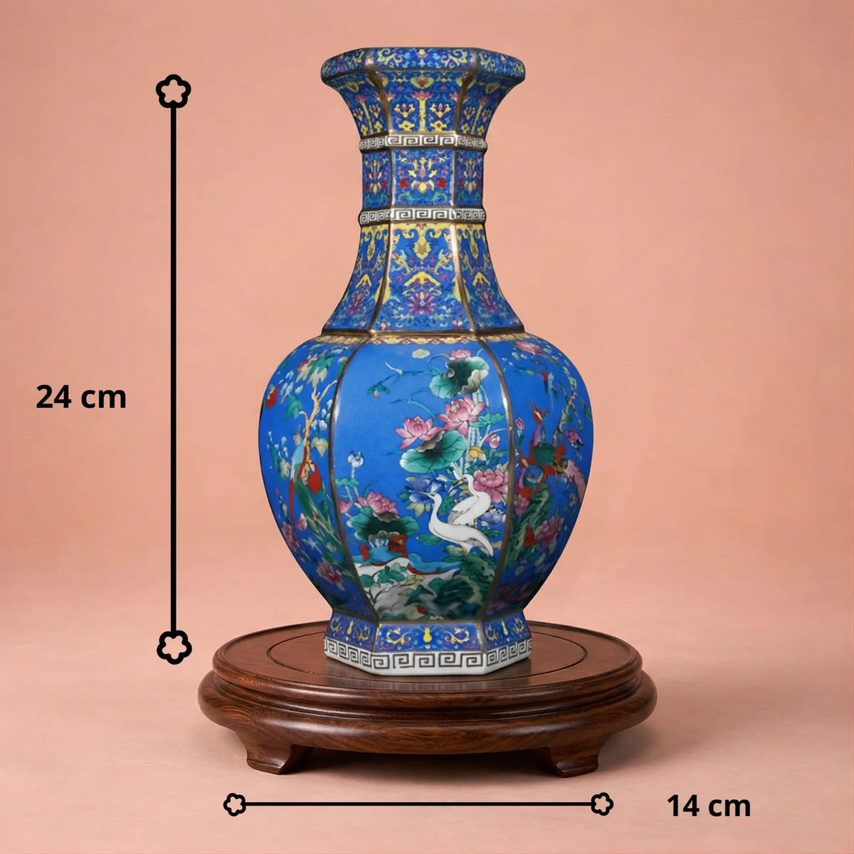 Vase chinois ancien bleu en porcelaine émaillée