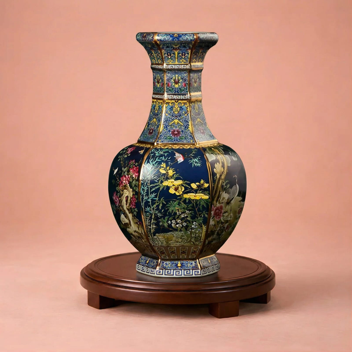Vase chinois ancien noir en porcelaine émaillée