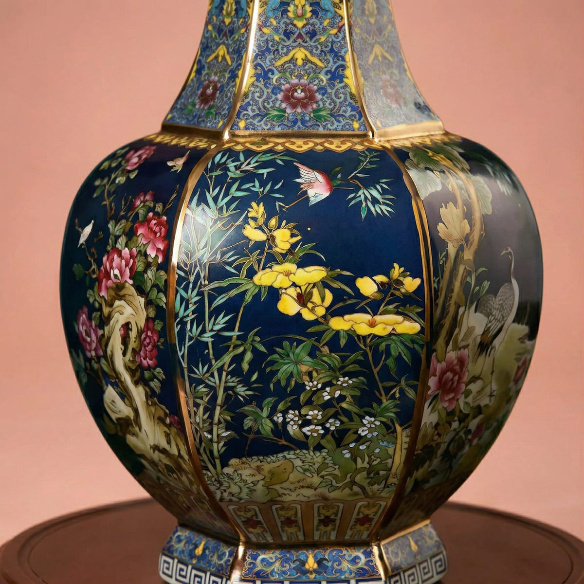 Vase chinois ancien noir en porcelaine émaillée