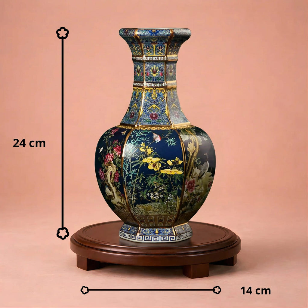 Vase chinois ancien noir en porcelaine émaillée