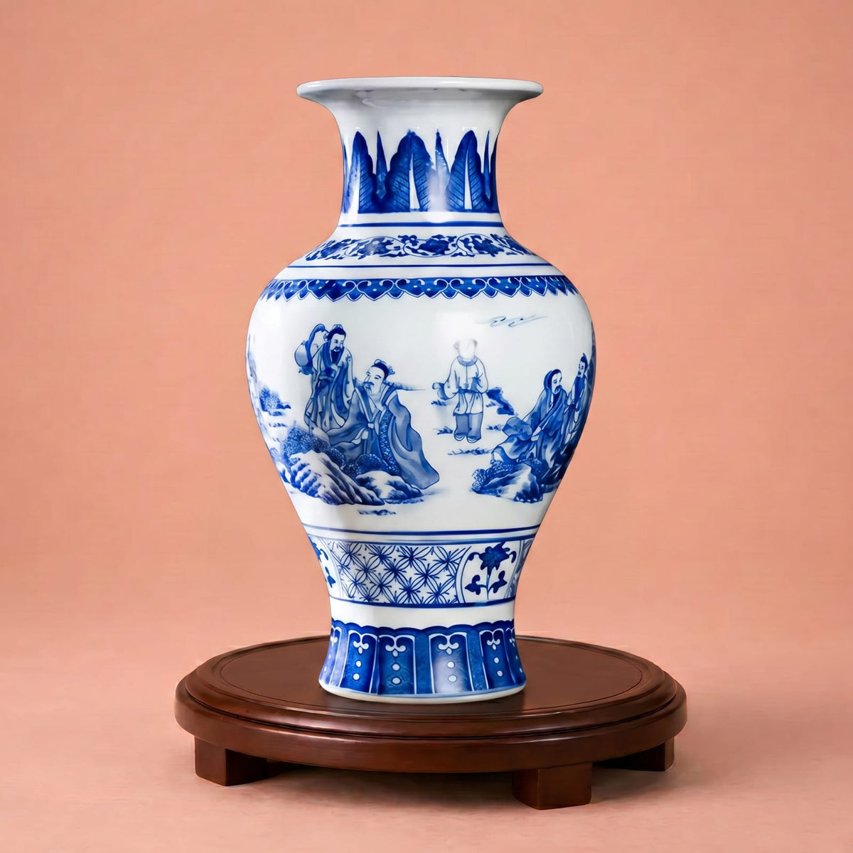 Vase chinois bleu et blanc en porcelaine – Décoration asiatique vintage