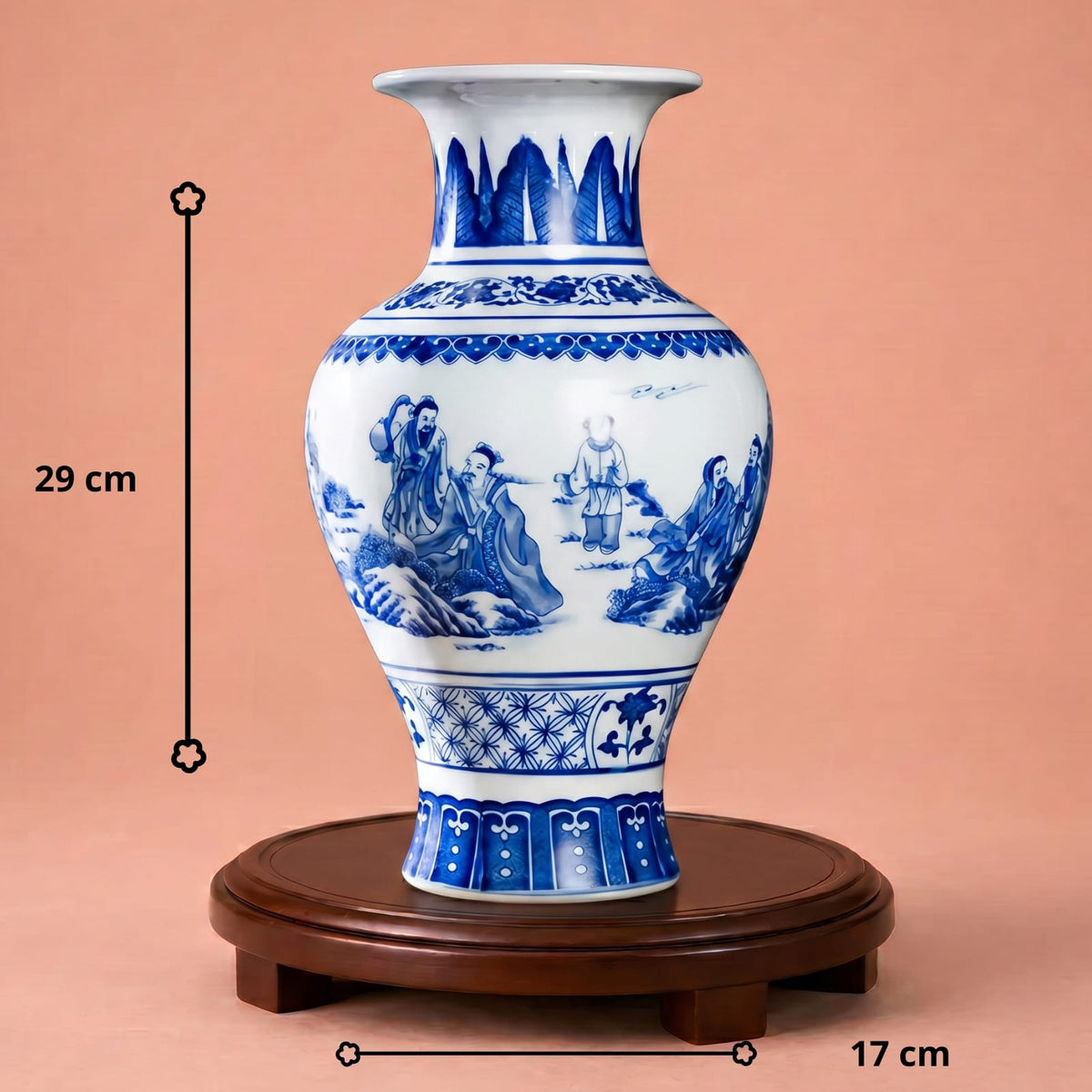 Vase chinois bleu et blanc en porcelaine – Décoration asiatique vintage