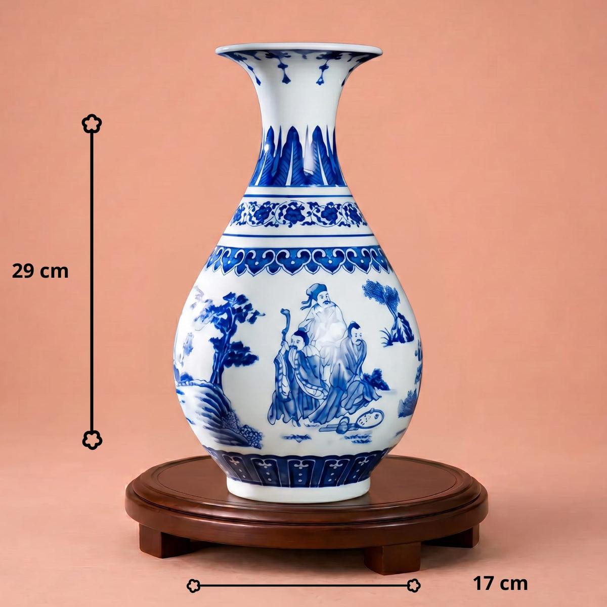 Vase chinois bleu et blanc en porcelaine – Décoration asiatique vintage