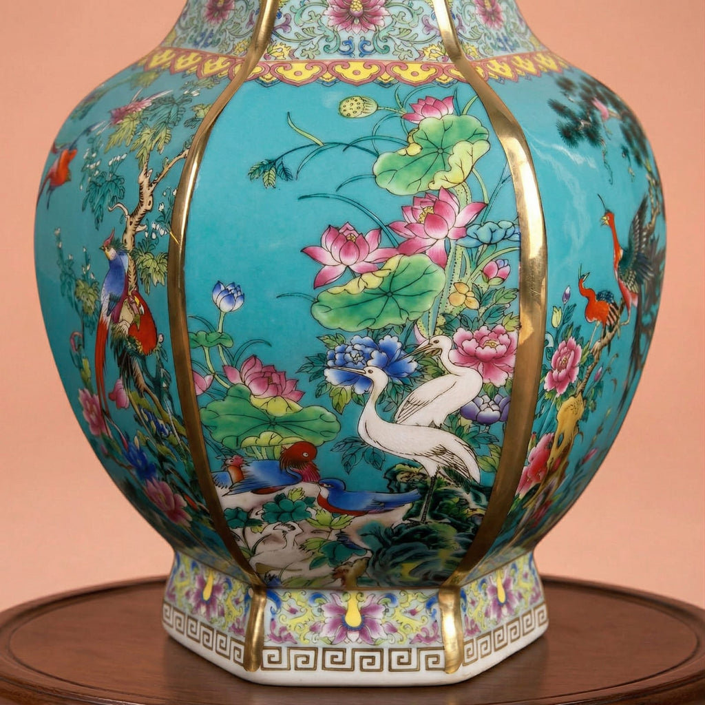 Vase chinois en céramique bleu