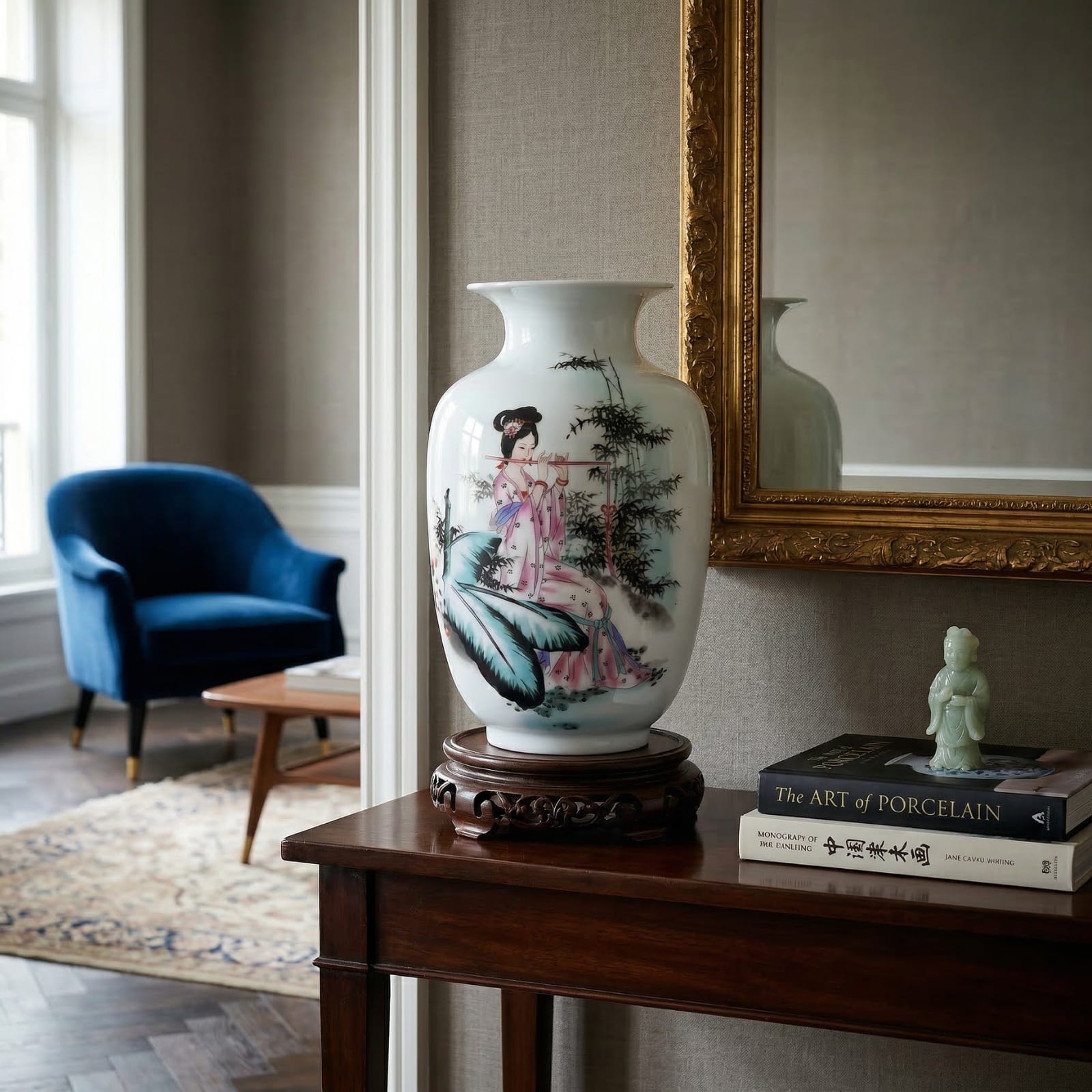 Vase chinois en céramique et porcelaine motif dame chinoise Image