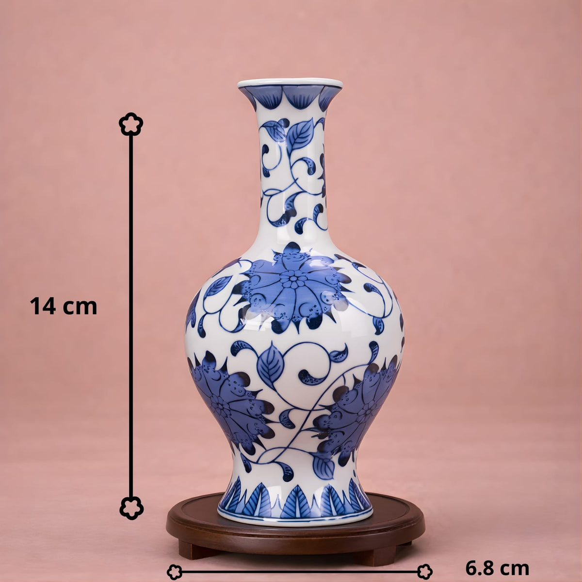 Vase chinois en porcelaine bleu et blanc | Mini vase décoratif