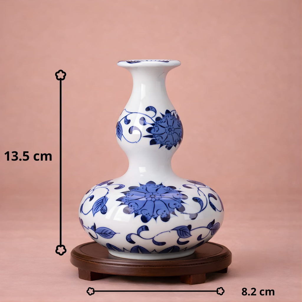 Vase chinois en porcelaine bleu et blanc | Mini vase décoratif