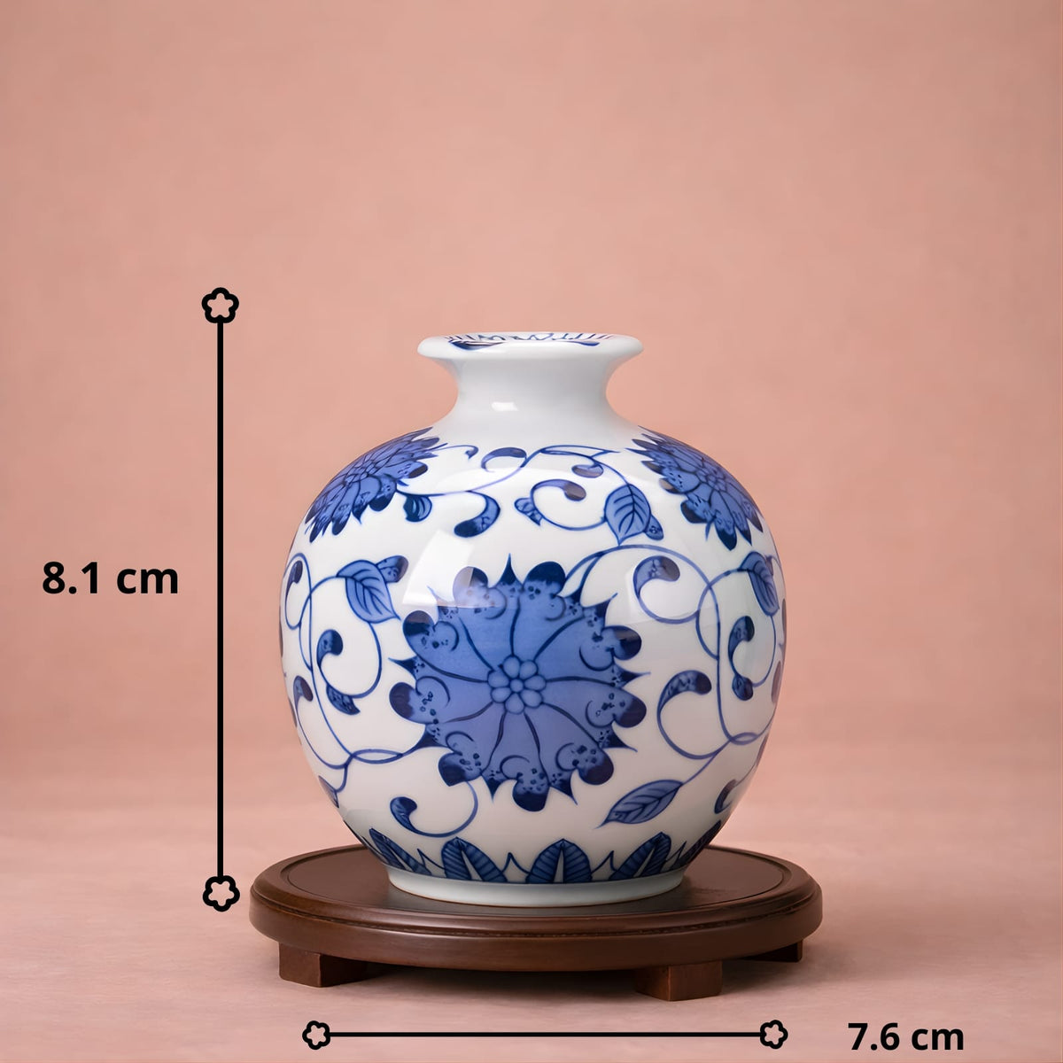 Vase chinois en porcelaine bleu et blanc | Mini vase décoratif