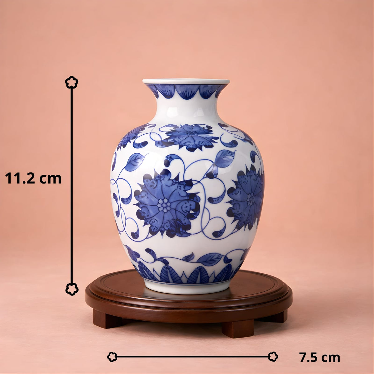 Vase chinois en porcelaine bleu et blanc | Mini vase décoratif