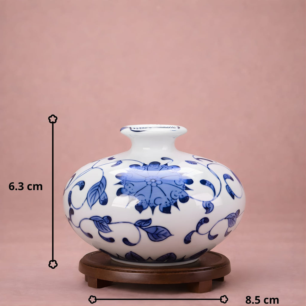Vase chinois en porcelaine bleu et blanc | Mini vase décoratif