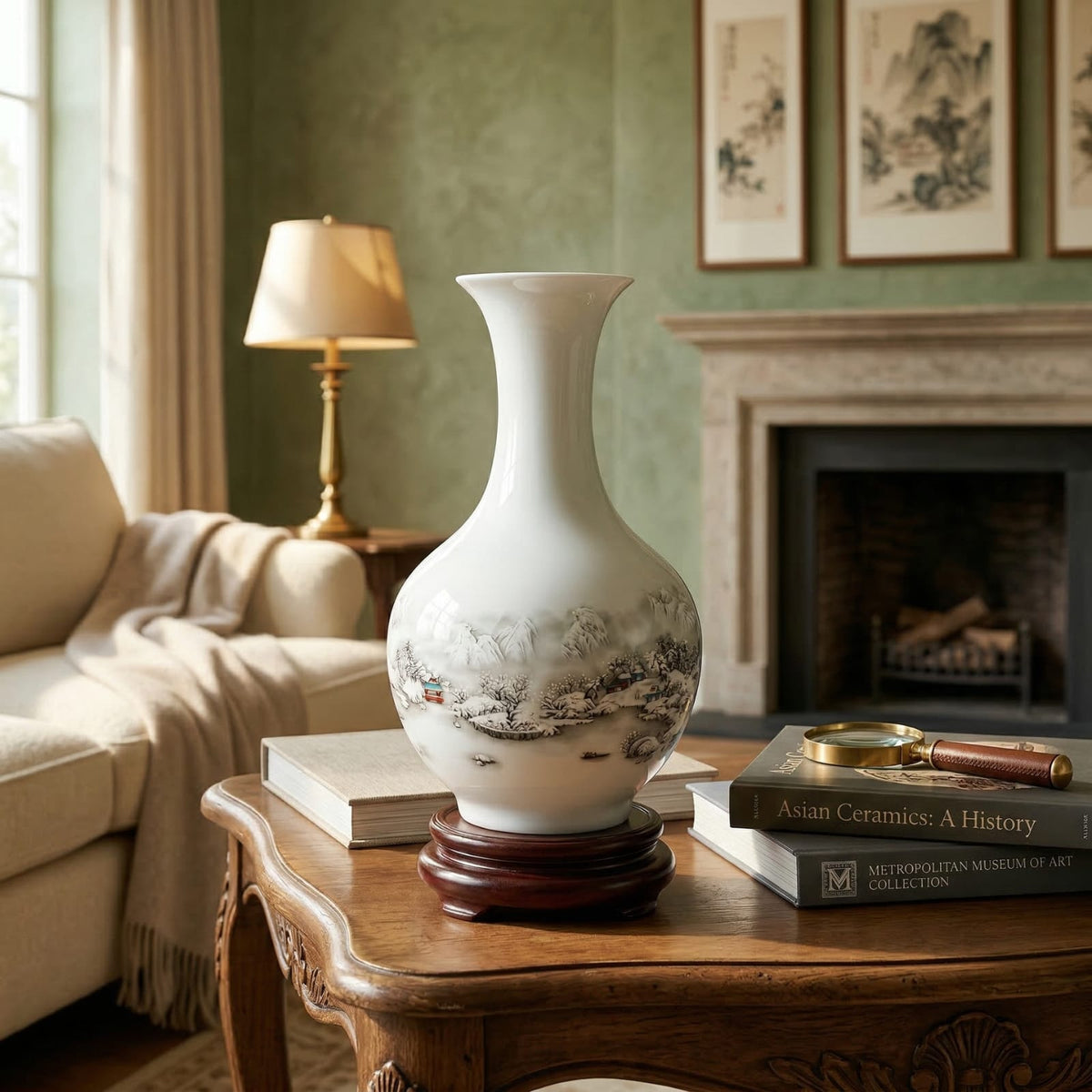 Vase chinois traditionnelle en céramique et porcelaine