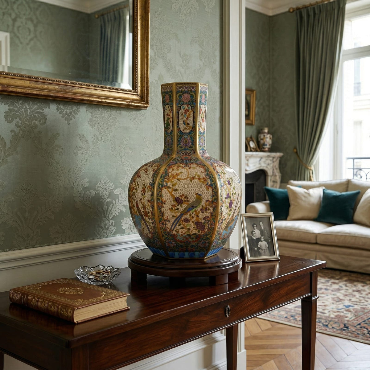 Vase cloisonné chinois en porcelaine