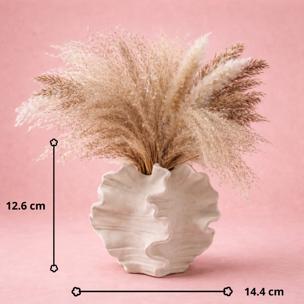 Vase corail en céramique mate | Vase nordique moderne