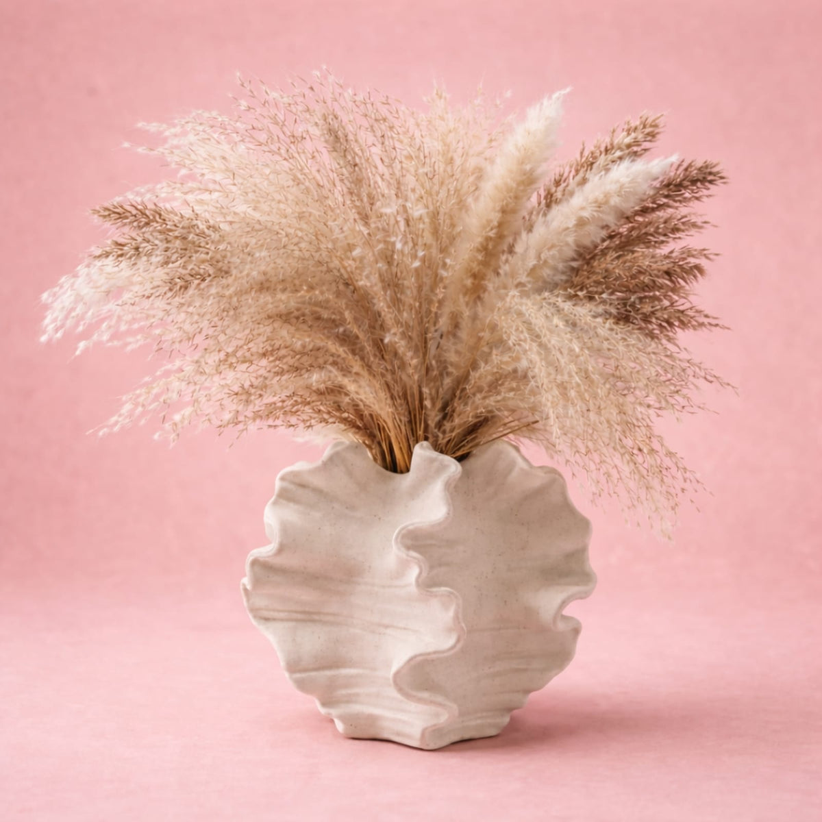 Vase corail en céramique mate | Vase nordique moderne