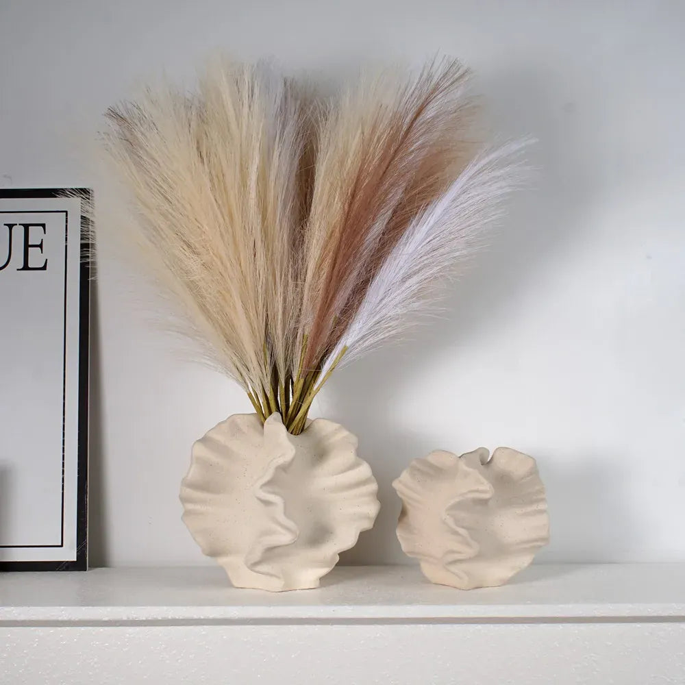 Vase corail en céramique mate | Vase nordique moderne