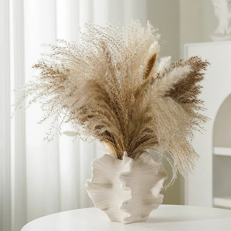 Vase corail en céramique mate | Vase nordique moderne