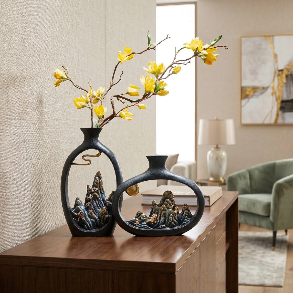 Vase de richesse japonais en résine