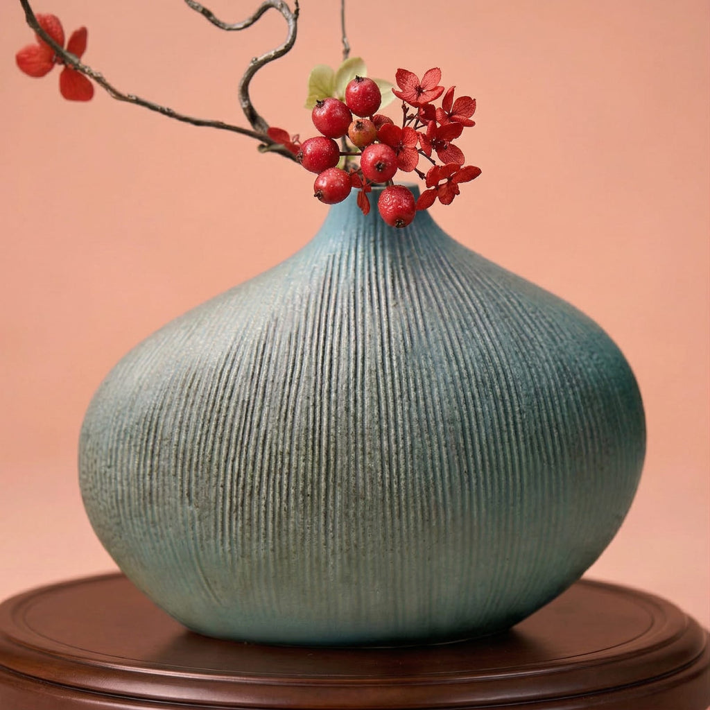 Vase décoratif japonais en terre cuite