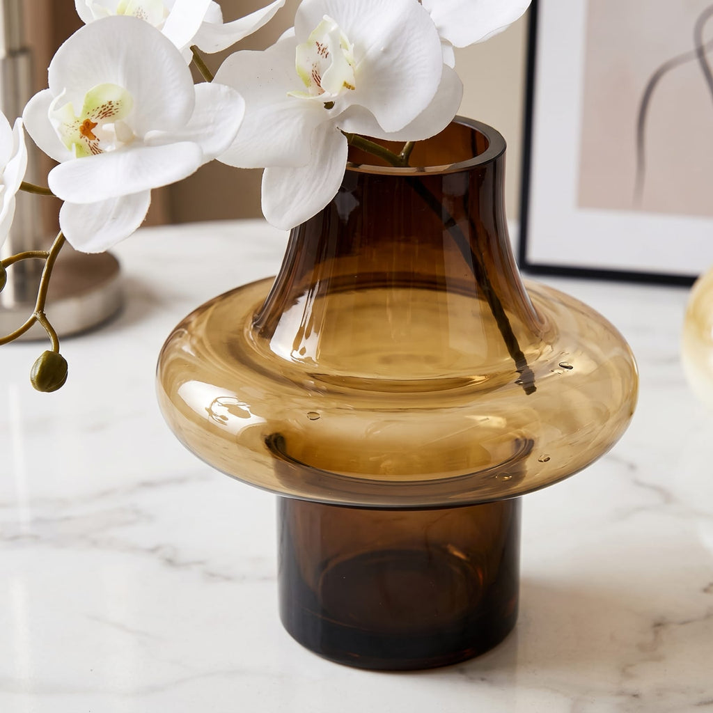 Vase décoratif nordique en verre ambré