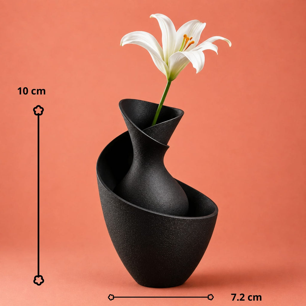 Vase Décoratif Sculptural | Design Nordique Noir & Blanc