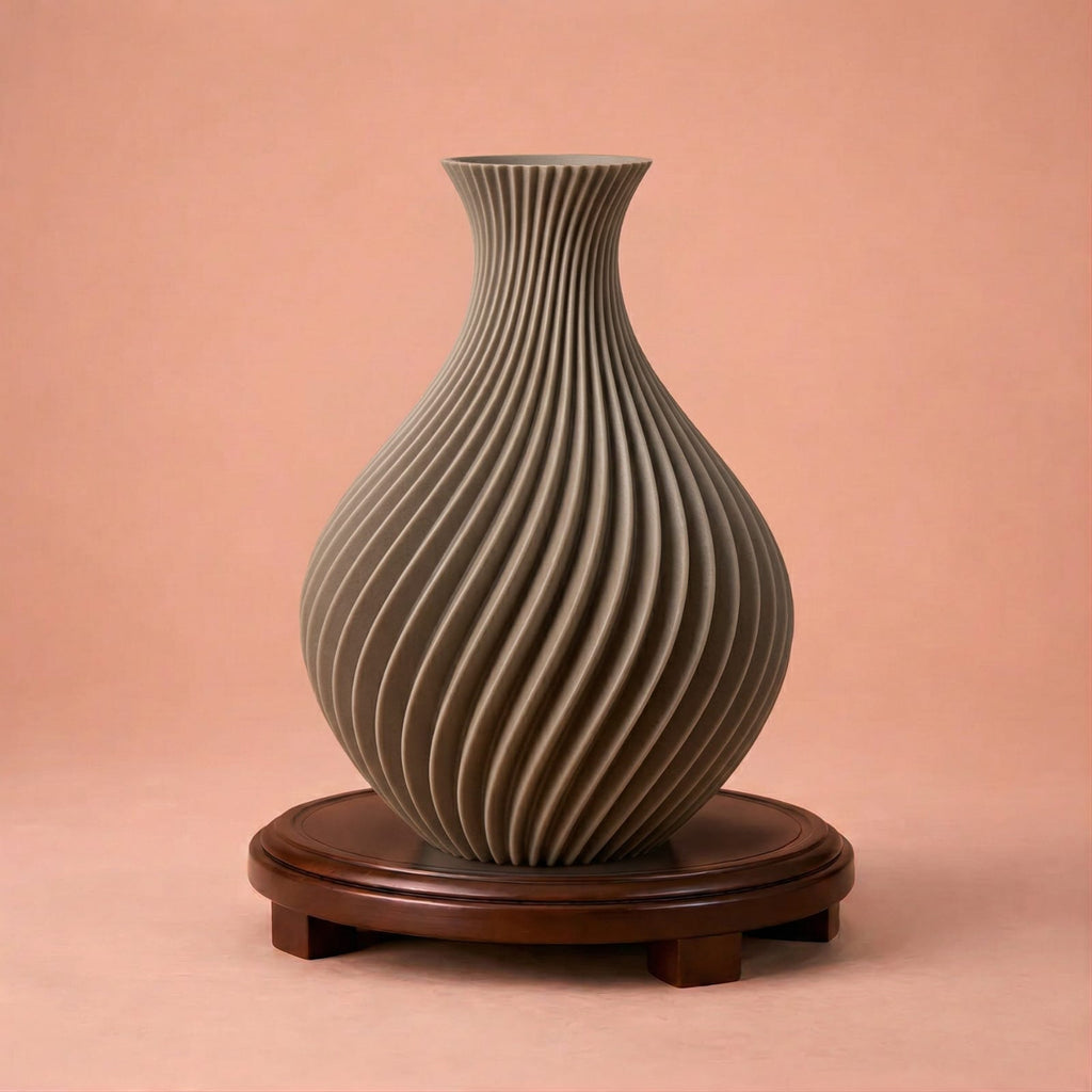 Vase décoratif texturé rétro beige