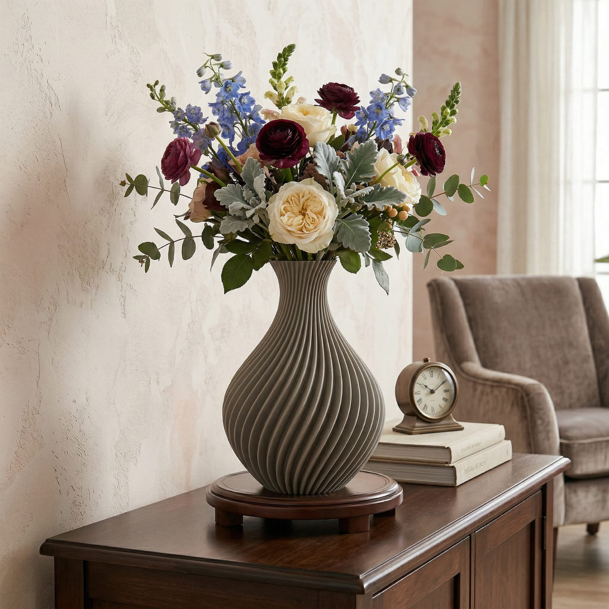 Vase décoratif texturé rétro beige