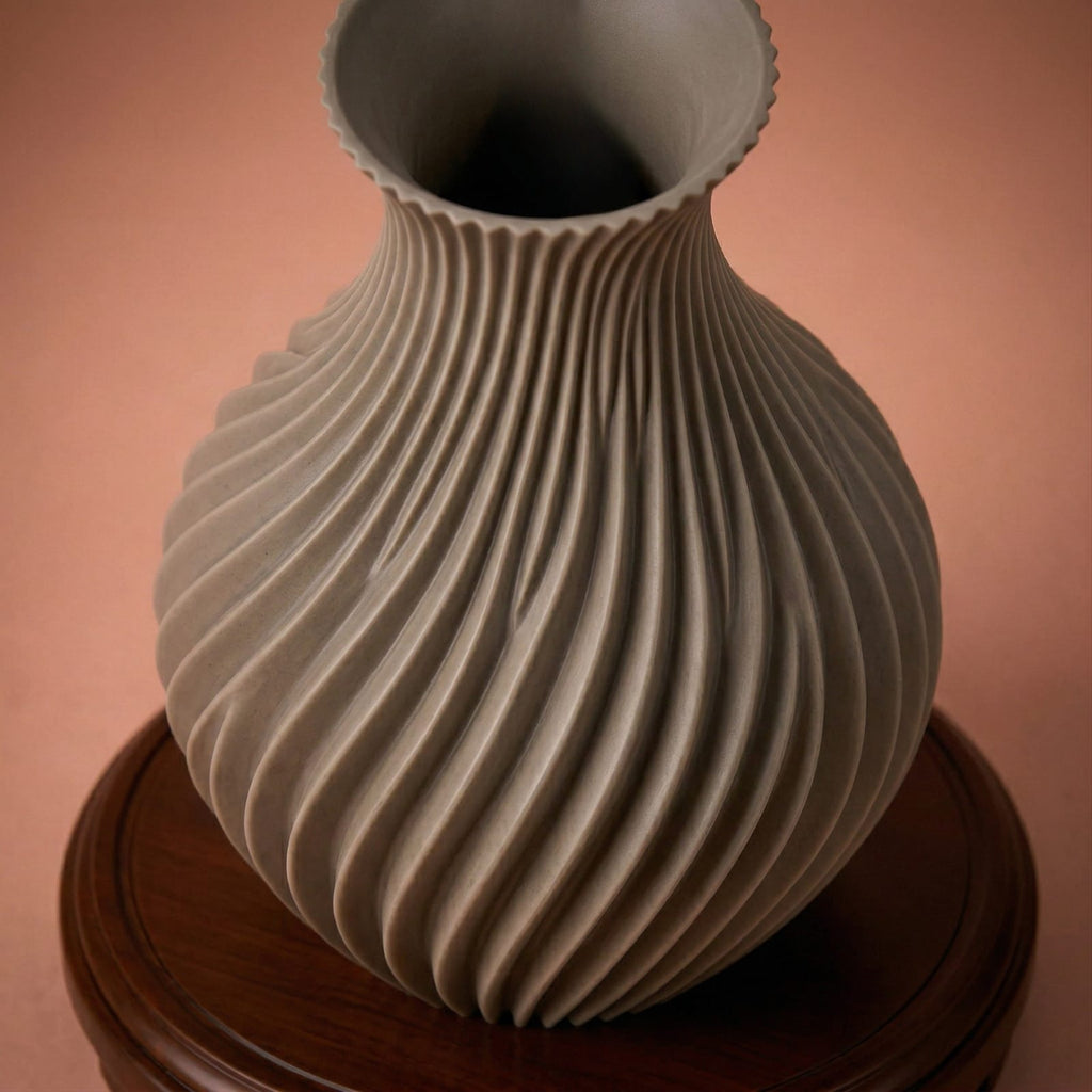 Vase décoratif texturé rétro beige