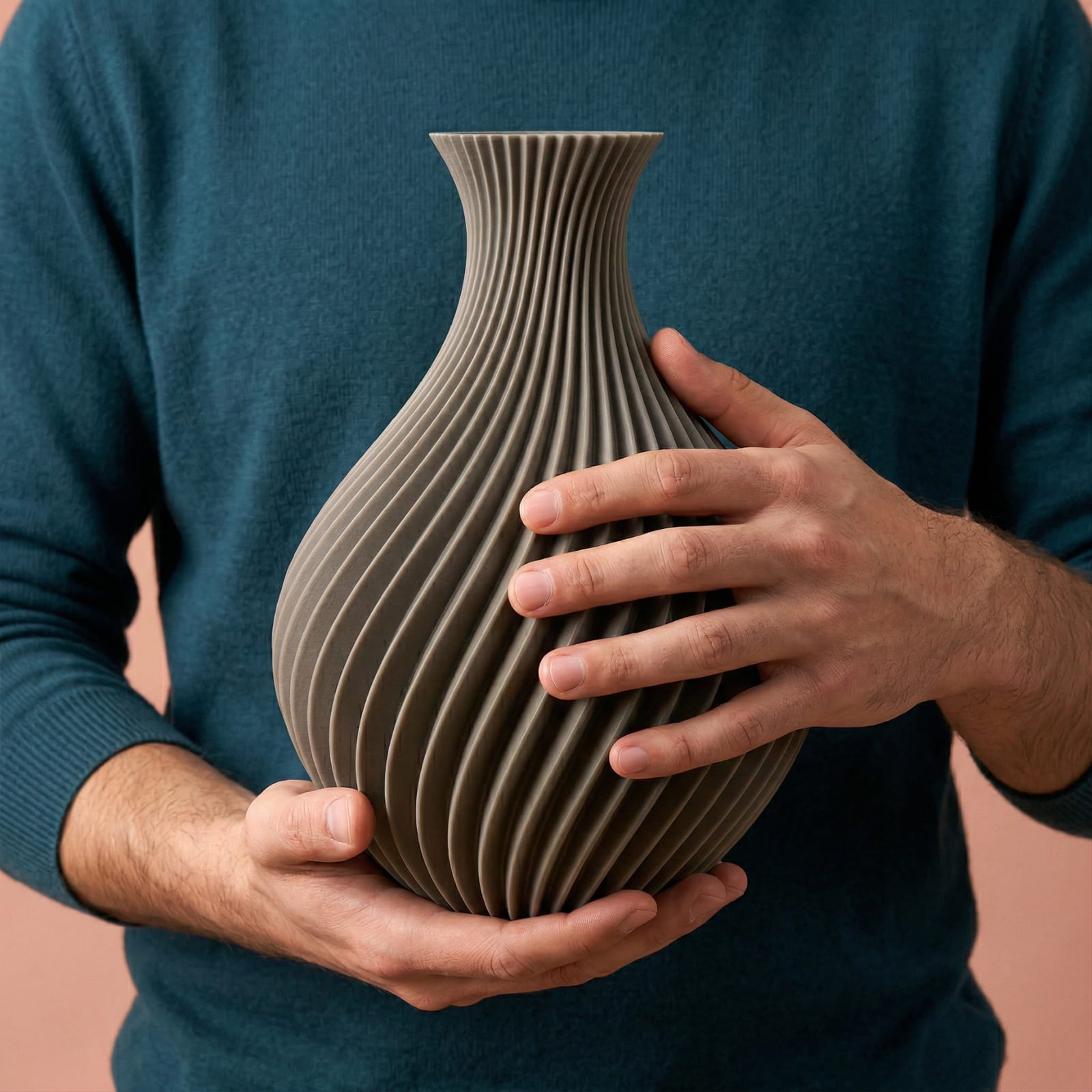Vase décoratif texturé rétro beige Image