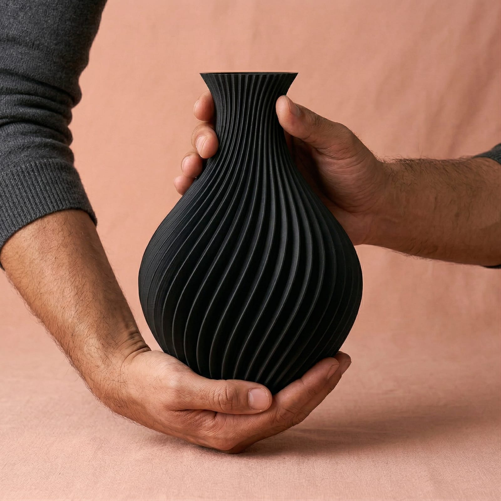 Vase décoratif texturé rétro noir Image