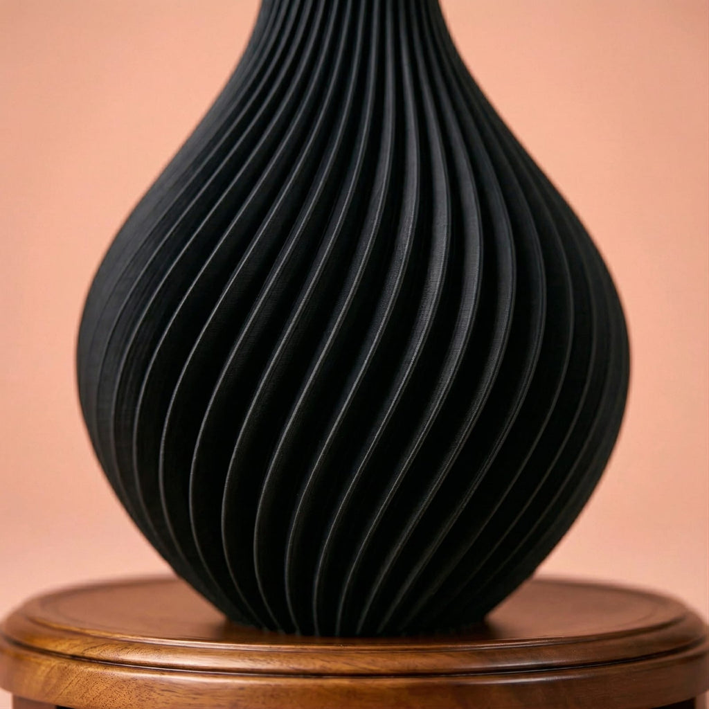 Vase décoratif texturé rétro noir
