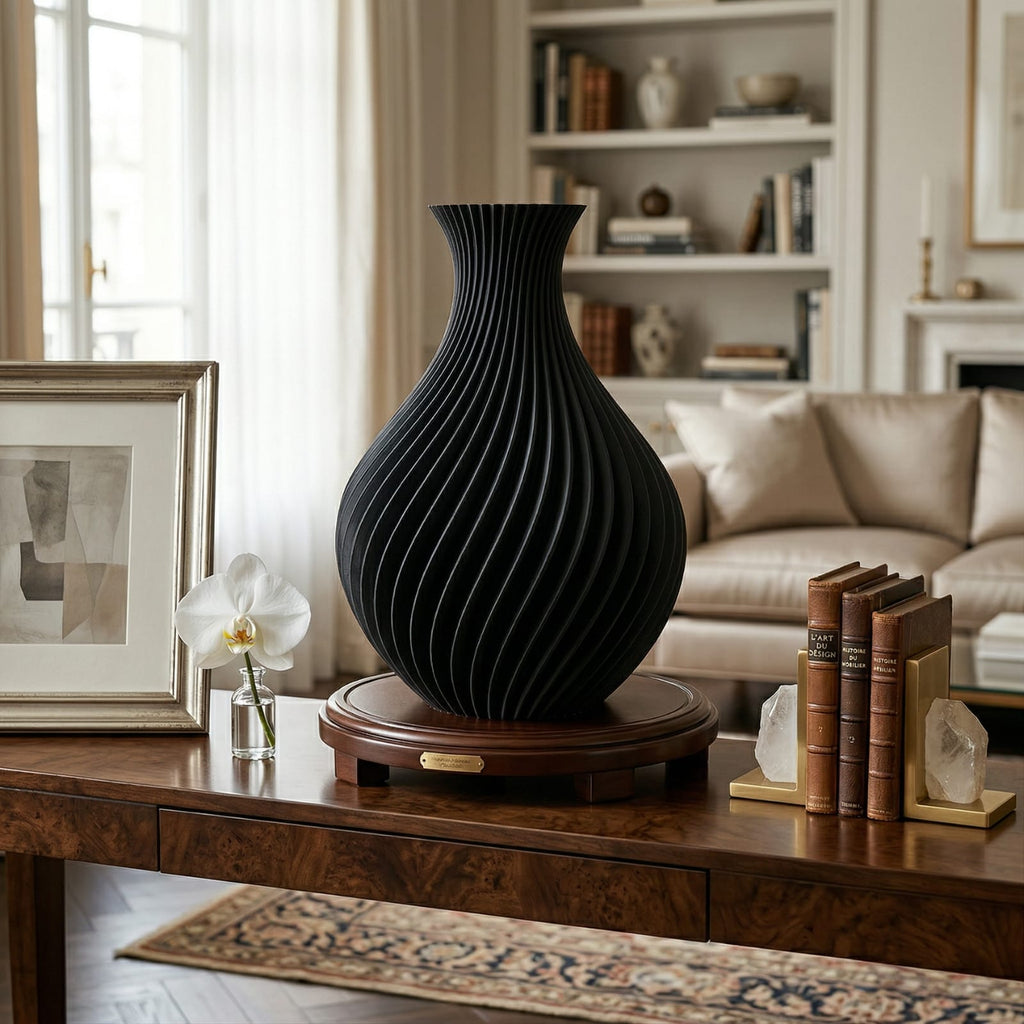 Vase décoratif texturé rétro noir