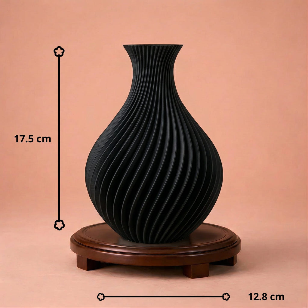 Vase décoratif texturé rétro noir