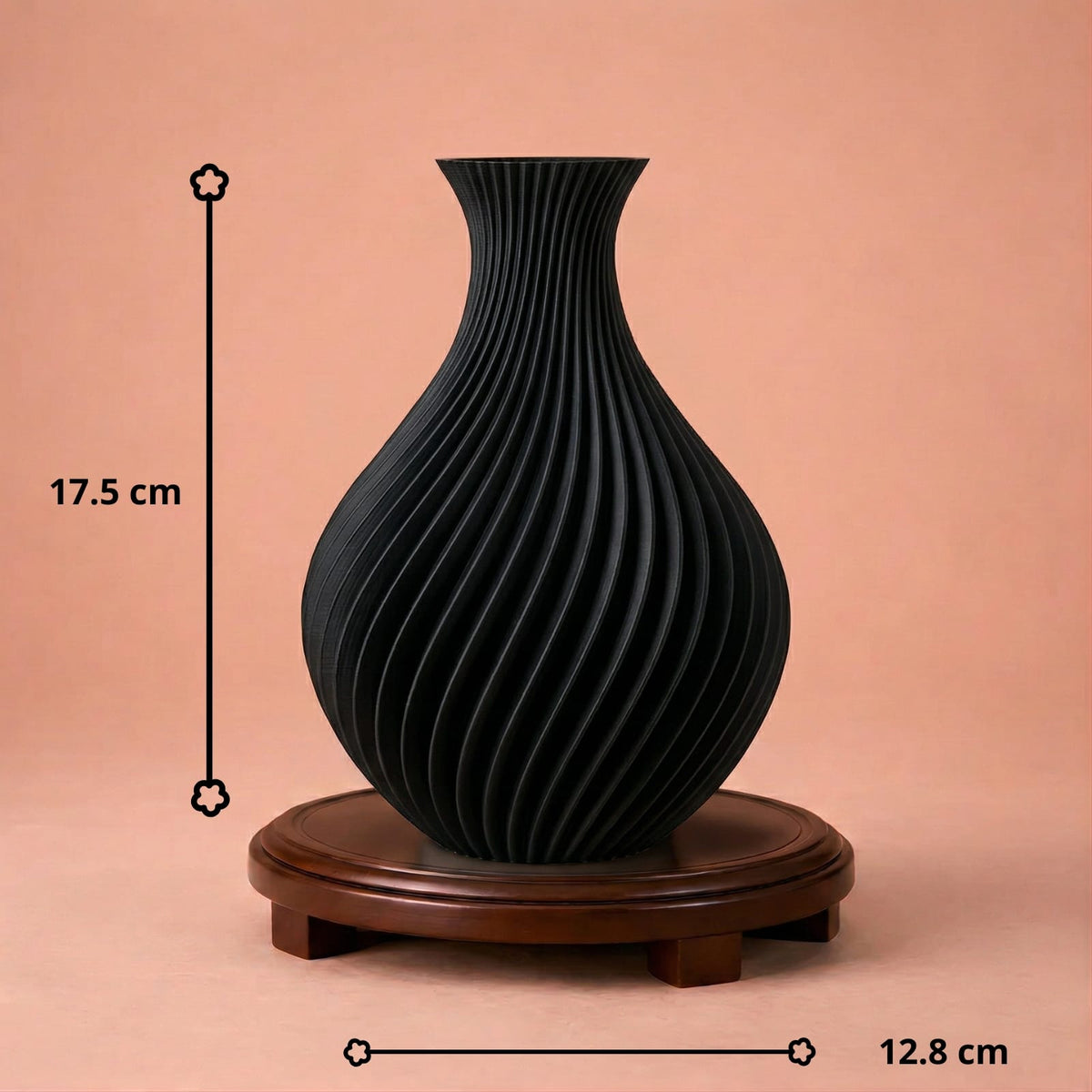 Vase décoratif texturé rétro noir