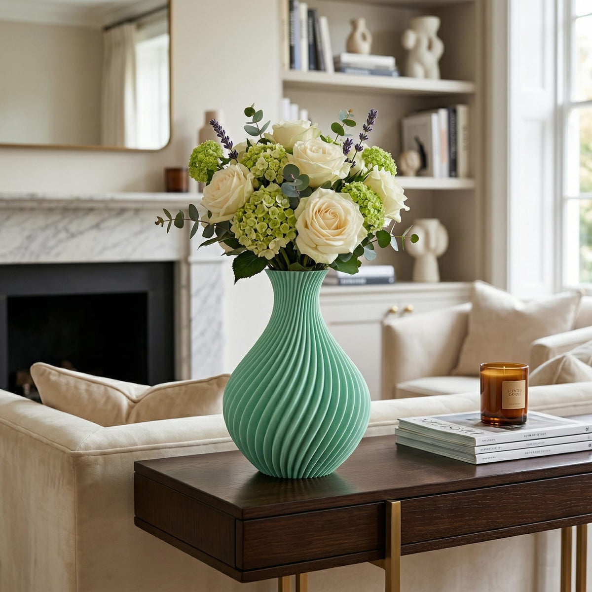 Vase décoratif texturé rétro vert